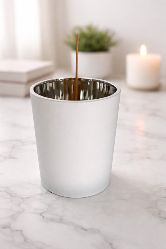 Premium Mid-Size Candle  Matte White Jar | Silver Interior | Hand-Poured Luxury Candle – 300g